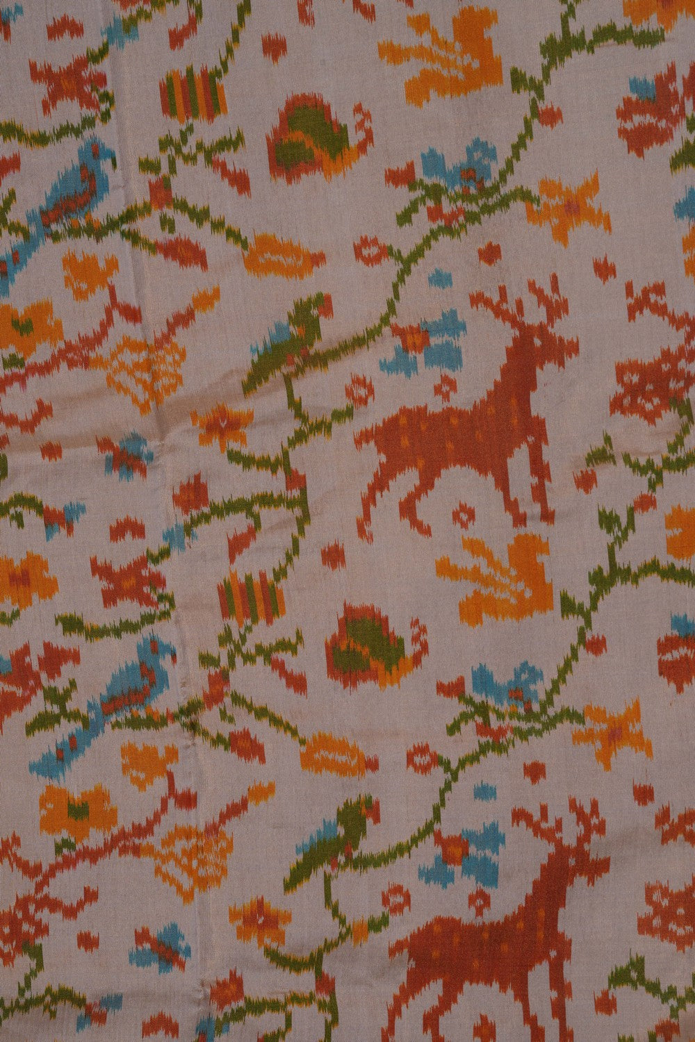 Image of Pochampally Ikat Tissue Silk Off White Saree